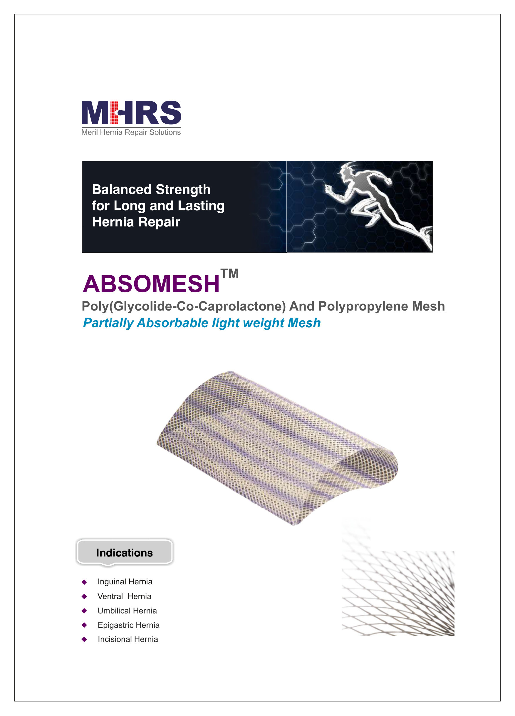 ABSOMESH PARTIALLY ABSORBABLE MESH (6CM X 11 CM)